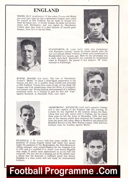England v Scotland 1954 - B International at Sunderland