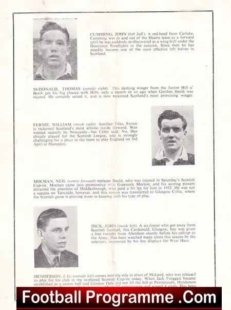 England v Scotland 1954 - B International at Sunderland
