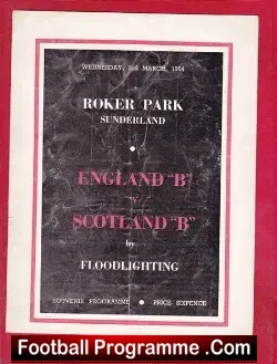 England v Scotland 1954 - B International at Sunderland - football programme