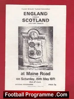 England v Scotland 1971 – Schoolboys Match at Manchester City