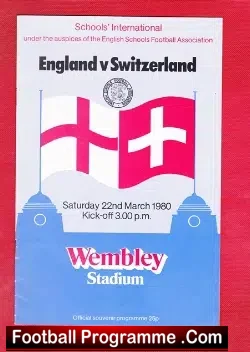 England v Switzerland 1980 – Wembley School boys