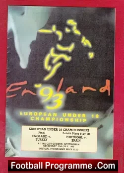 England v Turkey 1993 – European Under 18 Final Nottingham