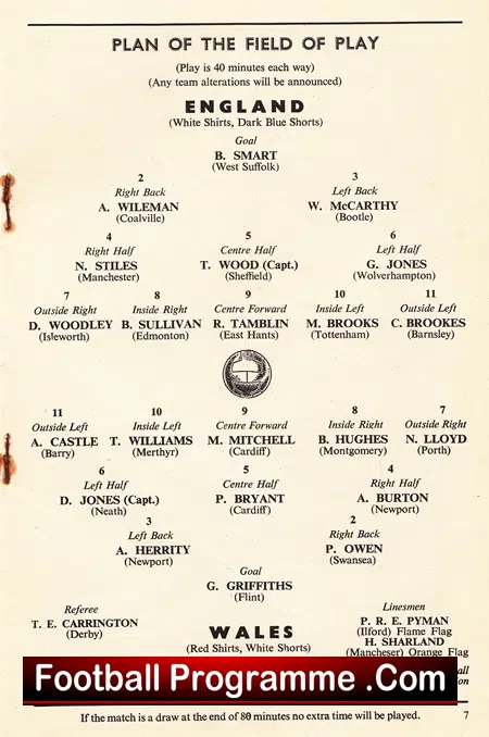 England v Wales 1957 – Wembley Schoolboy Match