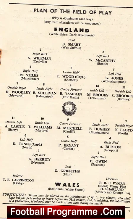 England v Wales 1957 – Wembley Schoolboys Match