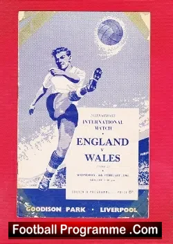 England v Wales 1961 – Intermediate Match at Everton