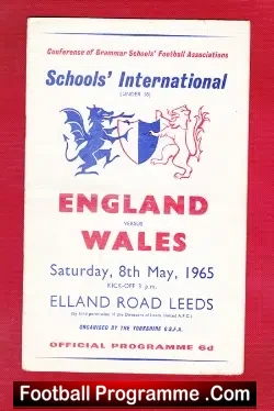 England v Wales 1965 – Schools at Leeds United