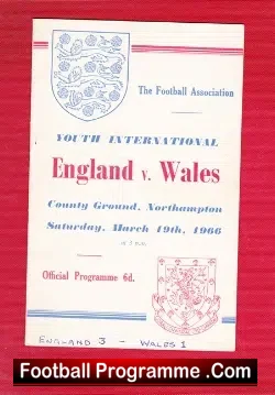 England v Wales 1966 – Youth Match at Northampton
