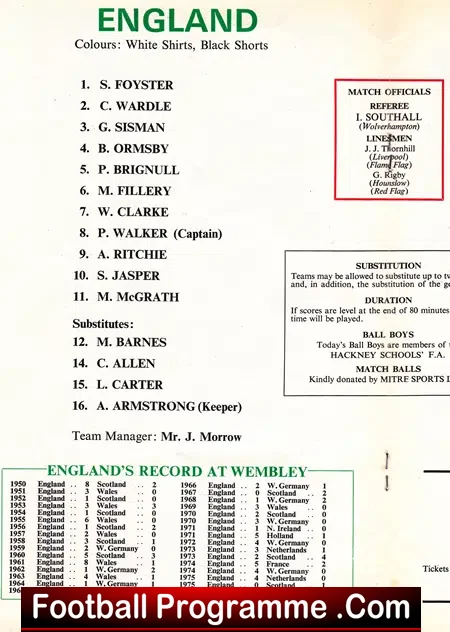 England v Wales 1976 – Schoolboys at Wembley