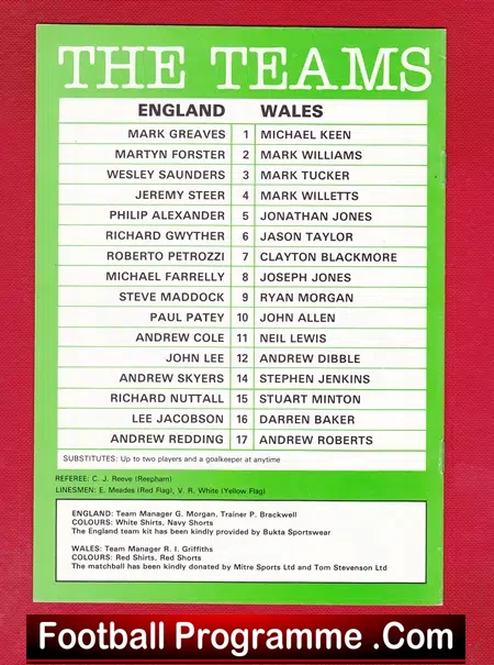 England v Wales 1981 – Under 18 at Norwich City – Andy Cole