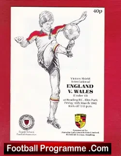 England v Wales 1982 – Schoolboys at Elm Park Reading