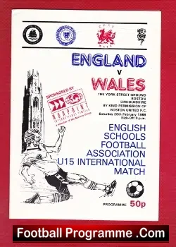 England v Wales 1988 – Schoolboys at York Street Boston