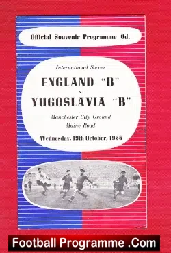 England v Yugoslavia 1955 – B International at Manchester City