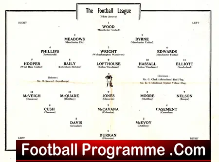 English Football League v Ireland League 1954 -Liverpool Edwards