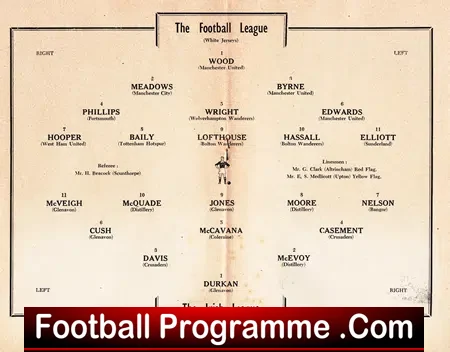 Football League v Ireland Football League 1954 + Duncan Edwards