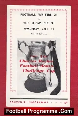 Football Writers v Showbiz X1 1960 - at QPR - Sean Connery - football programme