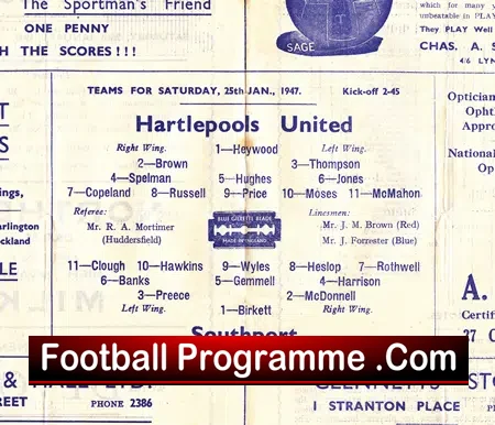 Hartlepool United v Southport 1947 – 1940s