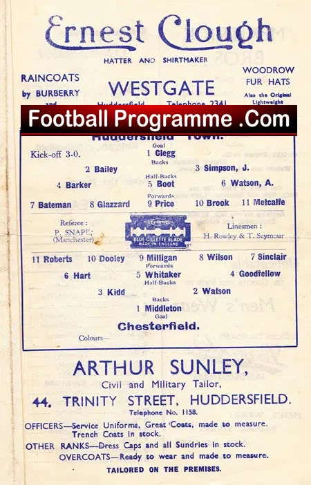 Huddersfield Town v Chesterfield 1946 – 1940s