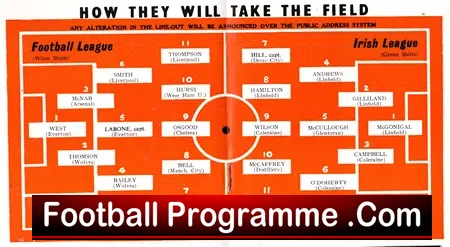 Ireland Football League v English League 1968 – Belfast