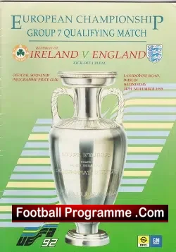 Ireland v England 1990 – Euros – Multi Autographed Signed