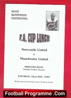 Keith McPherson Testimonial Benefit Newcastle United 1999 - football memorabilia