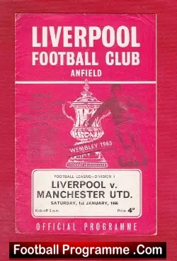 Liverpool v Manchester United 1966 - football programme