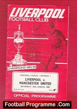 Liverpool v Manchester United 1967 - football programme