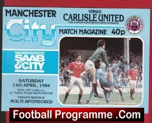 Manchester City v Carlisle United 1984 - football programme