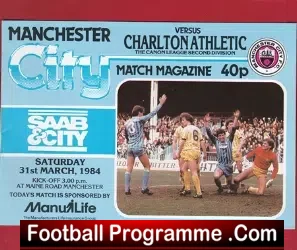 Manchester City v Charlton Athletic 1984 - football programme