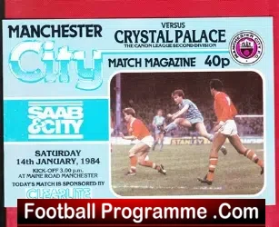 Manchester City v Crystal Palace 1984 - football programme