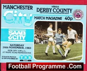 Manchester City v Derby County 1983 - football programme