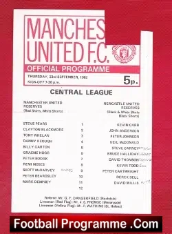 Manchester United v Newcastle United 1982 - Reserves