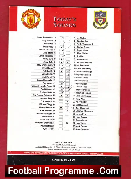 Manchester United v Tottenham 1999 – League Decider Treble – 3