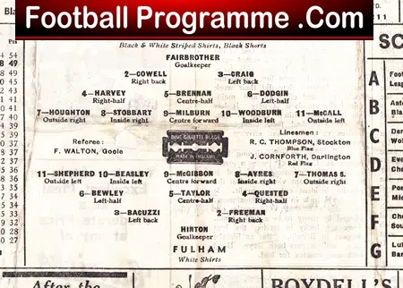 Newcastle United v Fulham 1948 – 1940s Football Programme