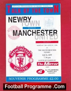 Newry Town v Manchester United 1998 – Treble Season Programme