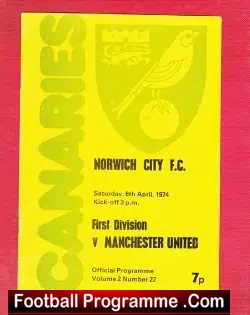 Norwich City v Manchester United 1974