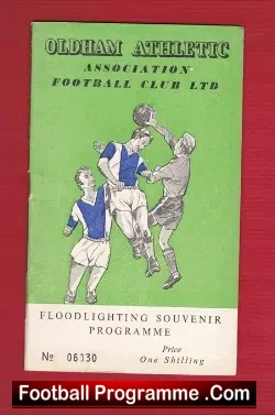 Oldham Athletic v Burnley 1961 - Opening Of New Floodlights - football programme