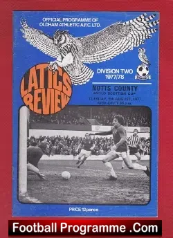 Oldham Athletic v Notts County 1977 – Anglo Scottish Cup