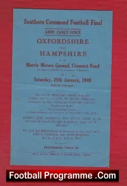 Oxfordshire v Hampshire 1949 – Boys Football at Crescent Road