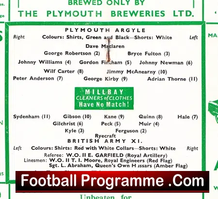 Plymouth Argyle v British Army 1961
