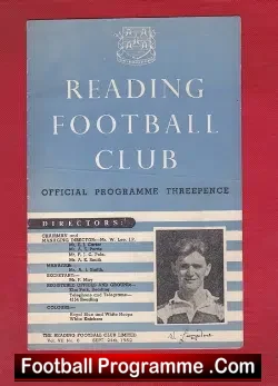 Reading v Fulham 1952 - Reserves Match - football programme