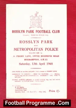 Rosslyn Park v Metropolitan Police 1968 – Priory Lane Richmond