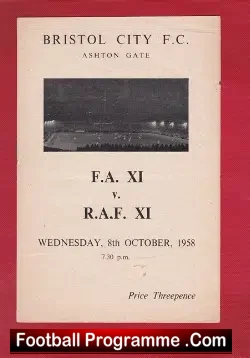 Royal Air Force v FA XI 1958 – at Bristol City