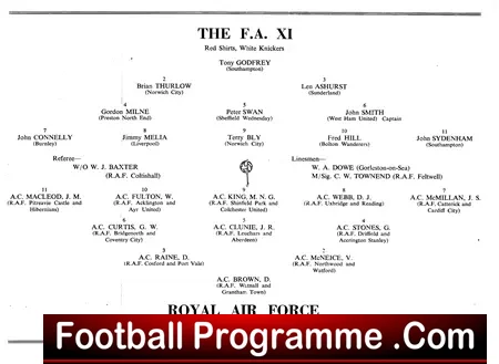 Royal Air Force v FA XI 1959 – at Norwich City