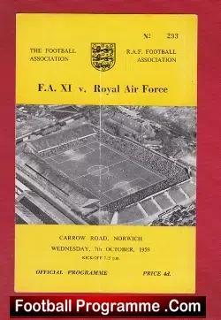 Royal Air Force v FA XI 1959 – at Norwich City