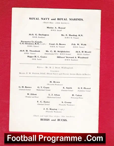Royal Navy v Royal Marines 1929 - at High Wycombe