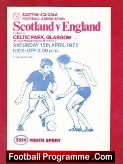 Scotland v England 1978 - Schoolboys at Celtic Park - football programme