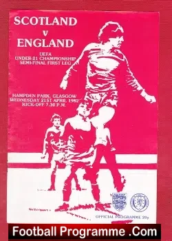Scotland v England 1982 – Under 21 SF at Hampden Glasgow
