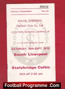 South Liverpool v Stalybridge Celtic 1970 – FA Cup