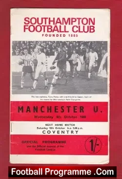 Southampton v Manchester United 1969 - football programme