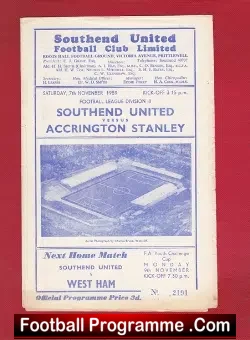 Southend United v Accrington Stanley 1959